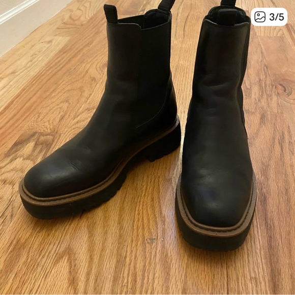 Sam Edelman Laguna Chelsea Boot, Ankle Black Leather, Waterproof, Lug Sole - Picture 3 of 4